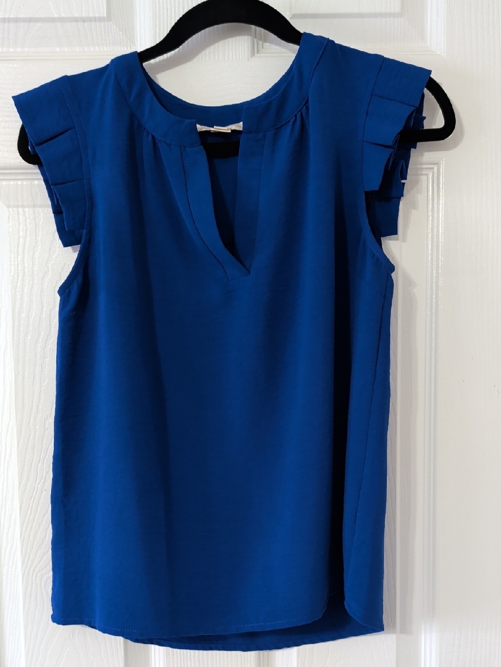 Monteau Royal Blue Ruffle Sleeve V-Notch Camisole